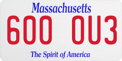 MA license plate 600OU3