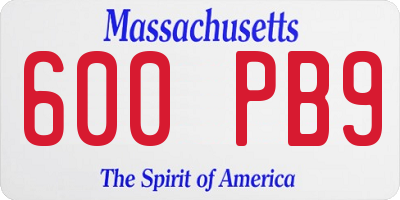 MA license plate 600PB9