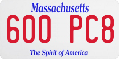 MA license plate 600PC8