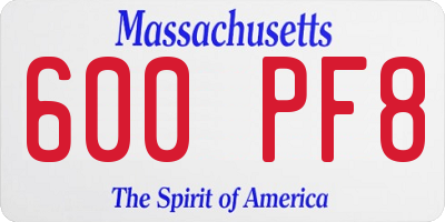 MA license plate 600PF8