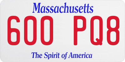 MA license plate 600PQ8