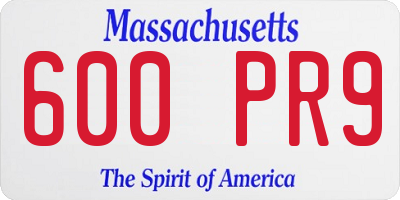 MA license plate 600PR9