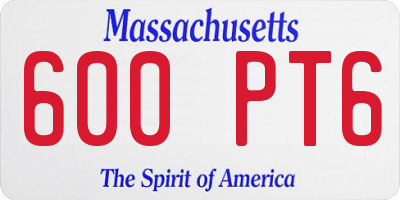 MA license plate 600PT6