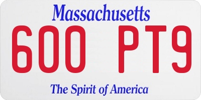 MA license plate 600PT9