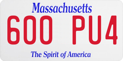 MA license plate 600PU4