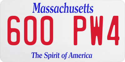 MA license plate 600PW4