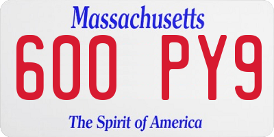 MA license plate 600PY9
