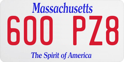 MA license plate 600PZ8