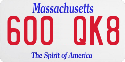 MA license plate 600QK8