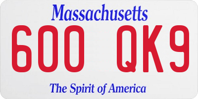 MA license plate 600QK9