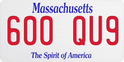 MA license plate 600QU9