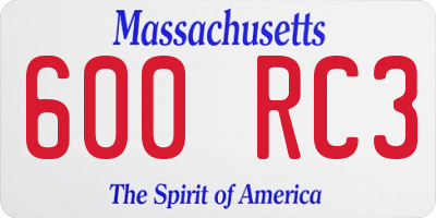 MA license plate 600RC3