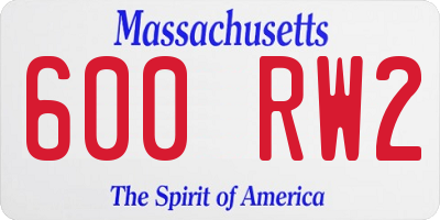 MA license plate 600RW2