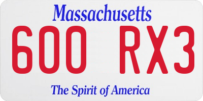 MA license plate 600RX3