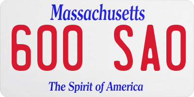 MA license plate 600SA0