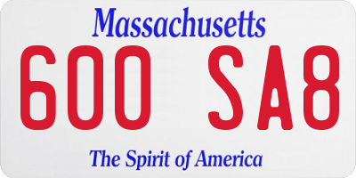 MA license plate 600SA8