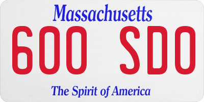 MA license plate 600SD0