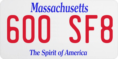 MA license plate 600SF8
