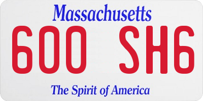 MA license plate 600SH6
