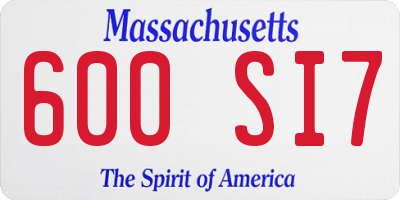 MA license plate 600SI7