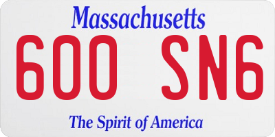 MA license plate 600SN6