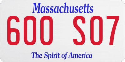 MA license plate 600SO7