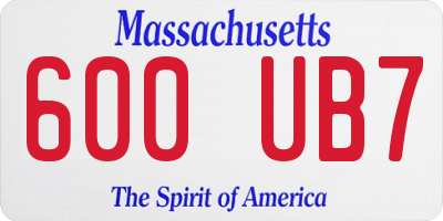 MA license plate 600UB7