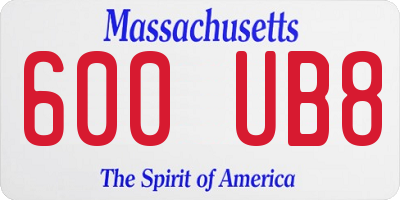 MA license plate 600UB8