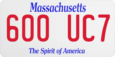 MA license plate 600UC7
