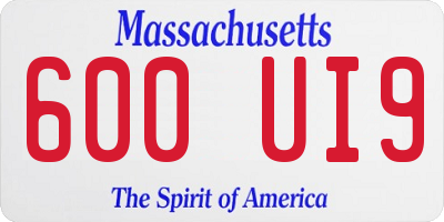 MA license plate 600UI9