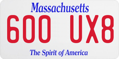 MA license plate 600UX8