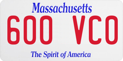 MA license plate 600VC0