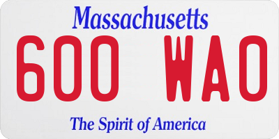 MA license plate 600WA0