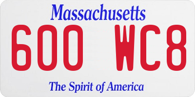 MA license plate 600WC8