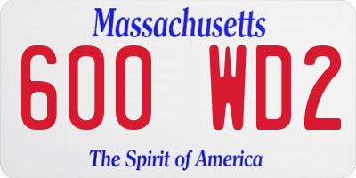 MA license plate 600WD2