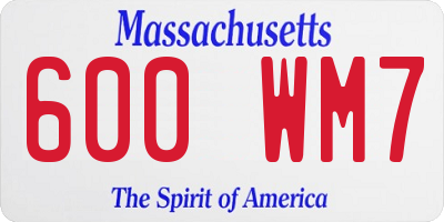 MA license plate 600WM7