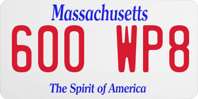 MA license plate 600WP8
