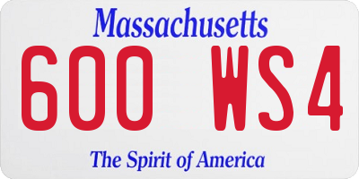 MA license plate 600WS4