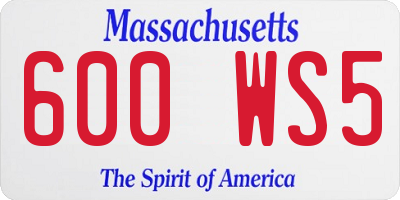 MA license plate 600WS5