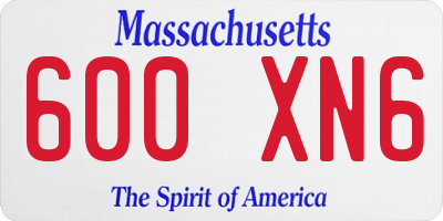 MA license plate 600XN6