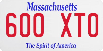 MA license plate 600XT0