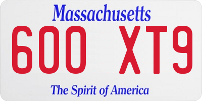 MA license plate 600XT9