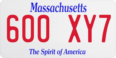 MA license plate 600XY7