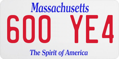 MA license plate 600YE4