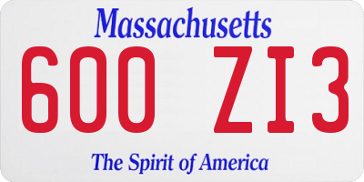 MA license plate 600ZI3