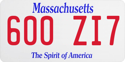 MA license plate 600ZI7