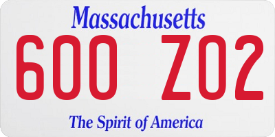MA license plate 600ZO2