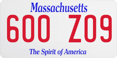 MA license plate 600ZO9