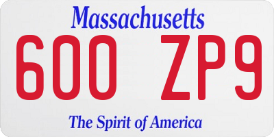 MA license plate 600ZP9