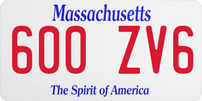 MA license plate 600ZV6